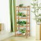 Costway 4-Tier Bamboo Ladder Shelf Multipurpose Plant Display Stand Storage Bookshelf